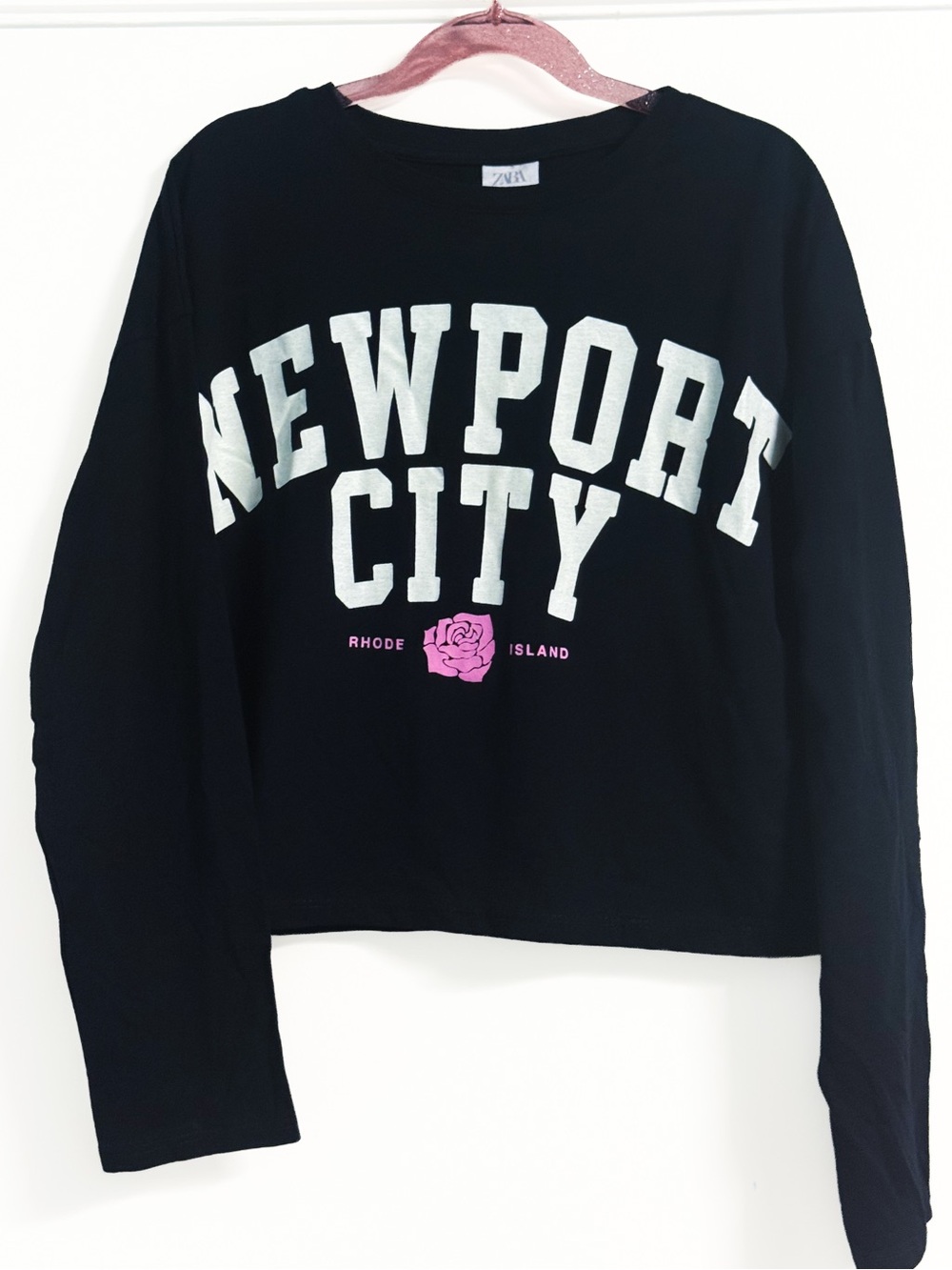 ZARA Kids Newport City Graphic Long Sleeve Tee 9Y NWT Black Cotton